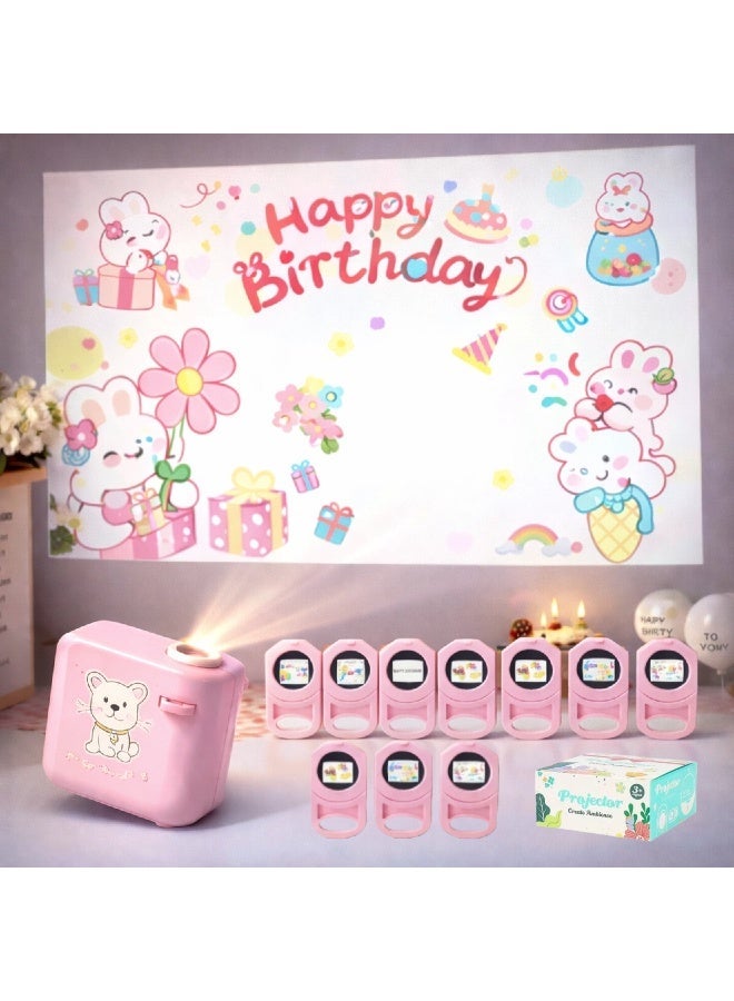 Birthday Projector Light, Party Atmosphere Projection Lamp for Kids & Adults, ins Style Photo Background with 10 Patterns, Portable Birthday Decoration, Safe ABS Battery Operated, Gift for Boys Girls - Image 1